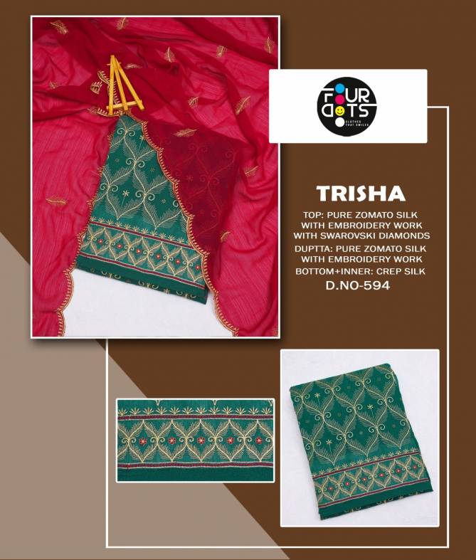Trisha By Four Dots Dn 591 To 594 Series Non Catalog Dress Material  Manufacturers