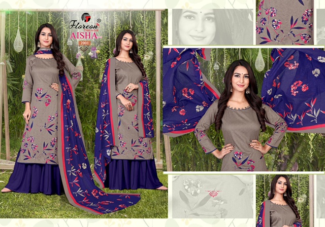 Floreon Aisha Vol-2 Designer Fancy Casual Wear Cotton Satin Printed Dress Material collection