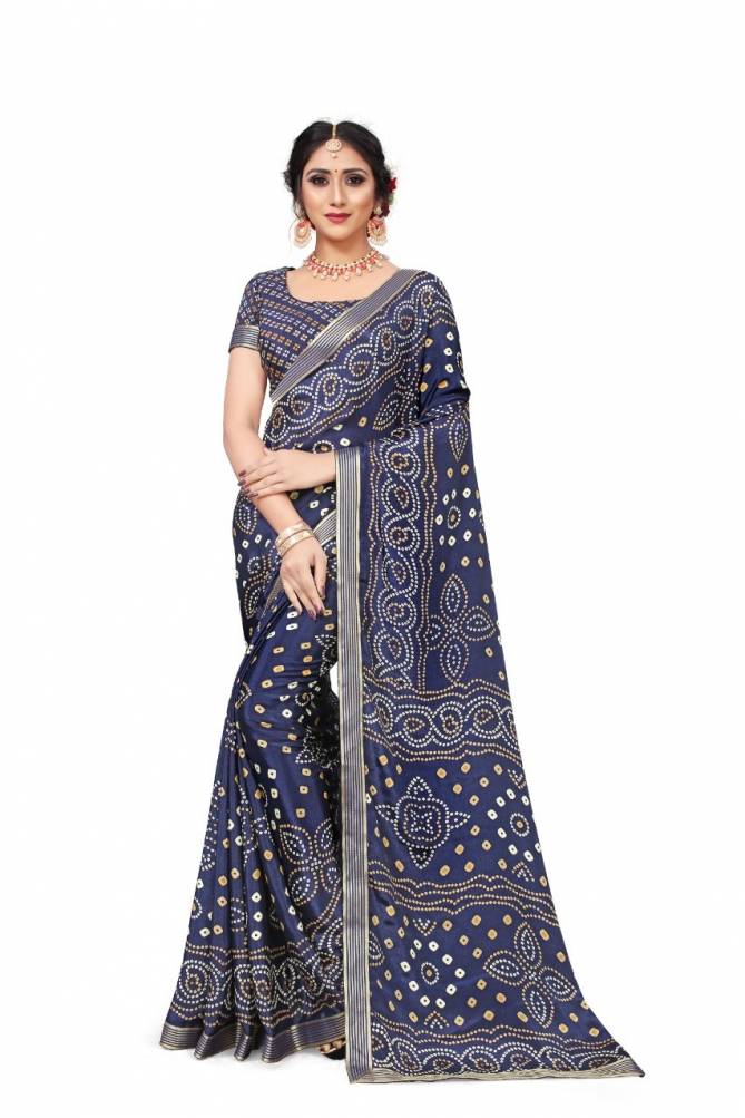 Bandhani Print Saree 2 Fancy Designer Festive Wear Tadki silk Printed Sarees Collection