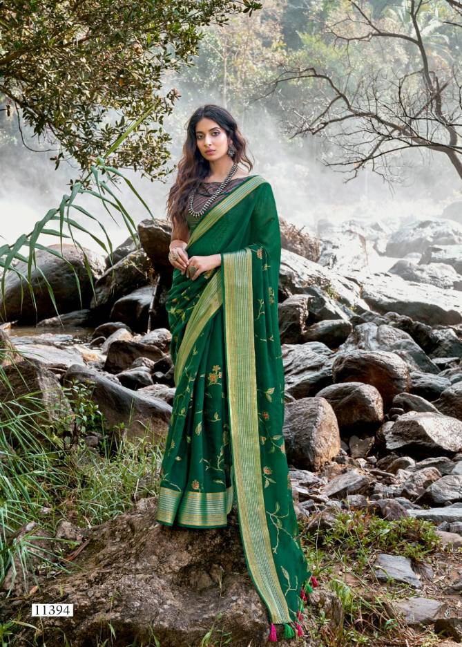TRIVENI UPASANA Fancy Heavy Designer Festive Wear Cotton Linen Printed Saree Collection