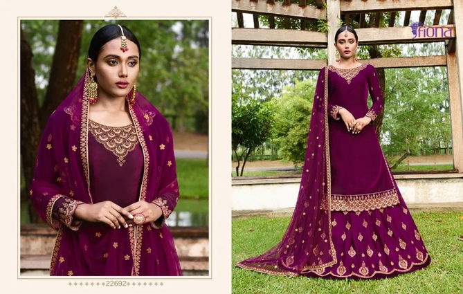 Fiona Velvet Exclusive Heavy Designer Wedding Wear Velvet Heavy Worked Sharara Suit Collection
