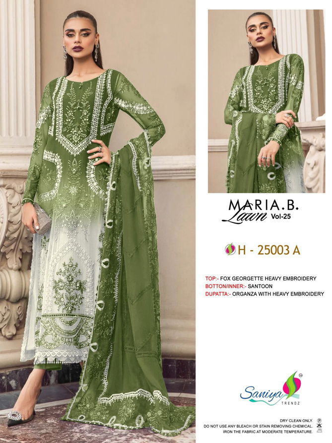 Maria B Lawn Vol 25 By Saniya Heavy Georgette Pakistani Suits Suppliers in India
