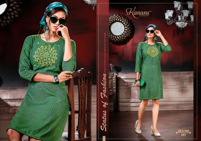 Kanasu Blush Exclusive Collection Designer Party Wear Heavy Rayon Kurti Collection