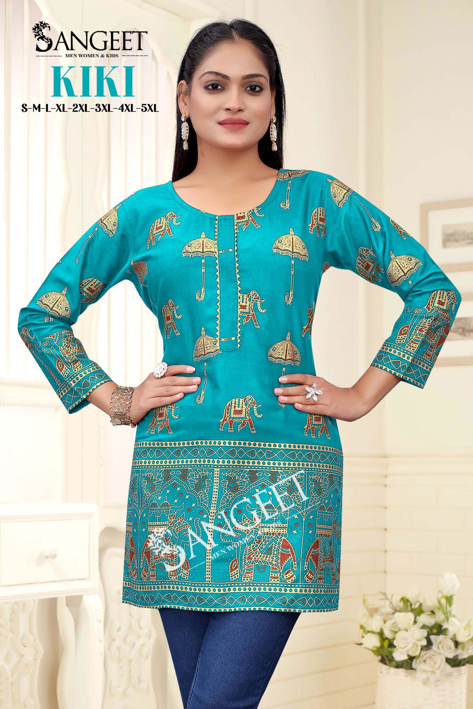 Kiki By Sangeet Rayon Gold Multi Printed Ladies Top Exporters In India