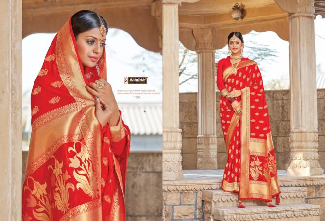 Sangam Red Rose 2 Latest Fancy Designer Wedding Wear Heavy Pure Silk Designer Saree Collection
