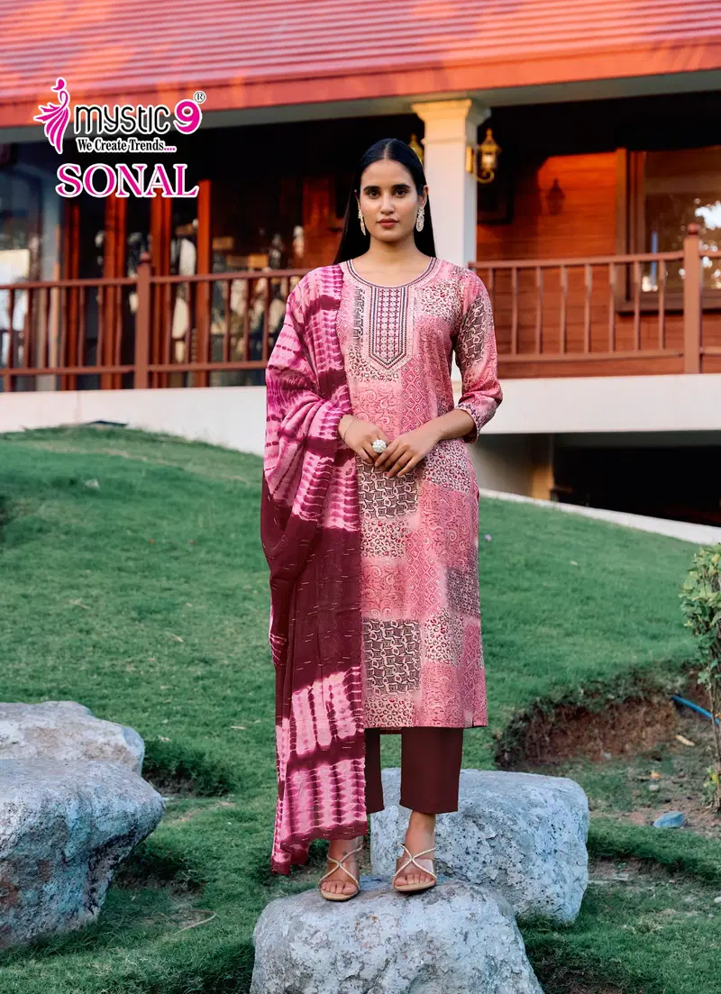 Sonal Vol 1 By Mystic 9 Roman Silk Kurti With Bottom Dupatta Wholesale Online