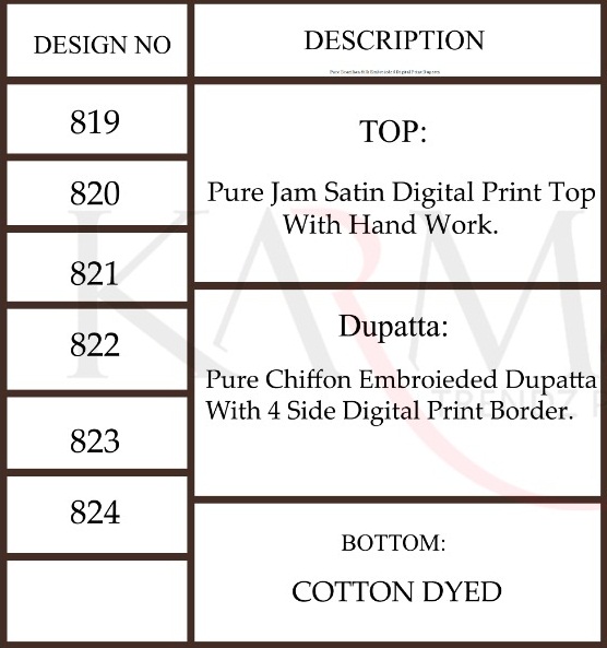 Karma Lamhaa 2 Digital Pure Jam Stain Printed Designer Dress Material Collection
