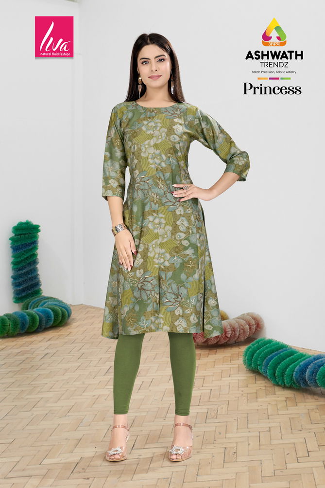 Princess Stylish Chanderi Foil Printed Kurti Wholesale Price In Surat