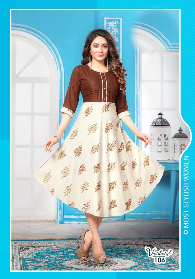 Beauty Queen Vandana Regular Wear Rayon Printed Anarkali Kurti Collection