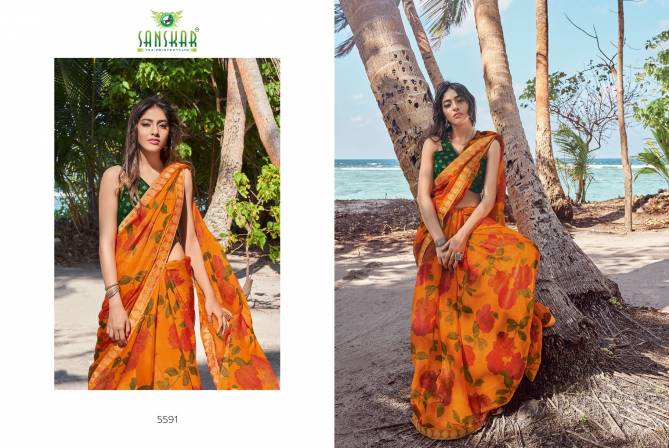 Sanskar Jharonka Latest Fancy Printed Daily Wear Saree Georgette Saree Collection 