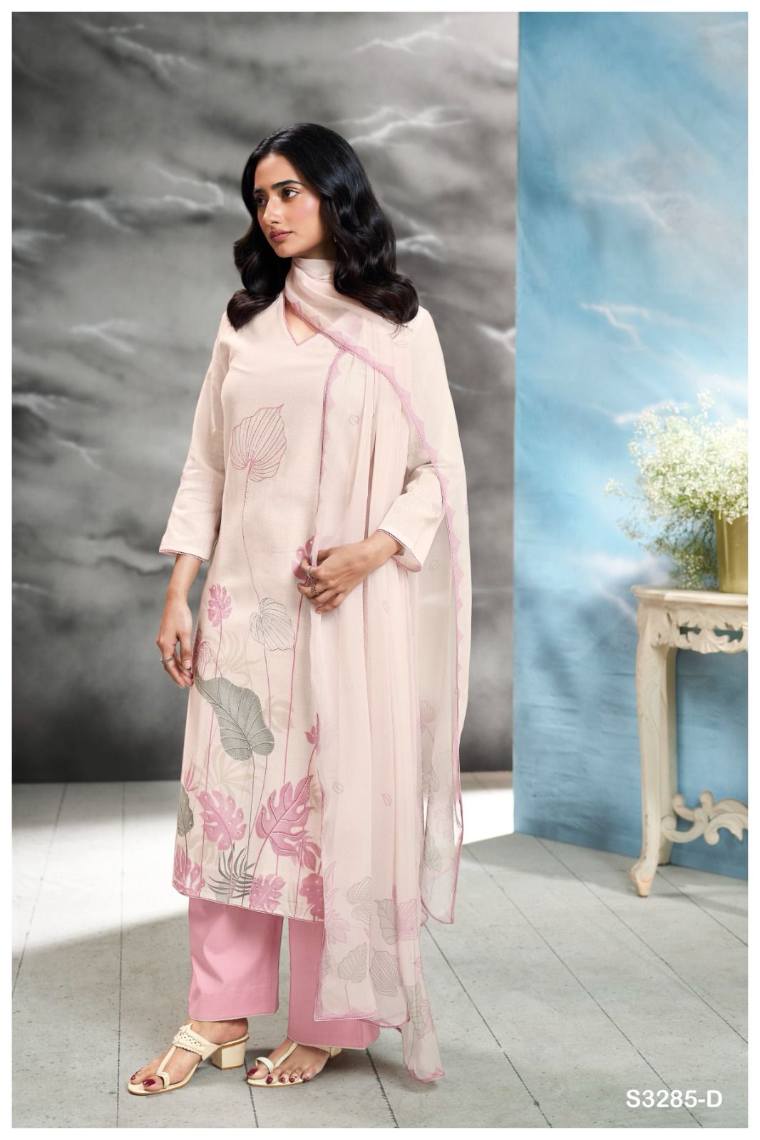 Hanley 3285 By Ganga Cotton Linen Printed Dress Material Orders In India