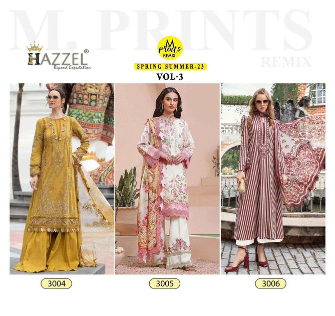 Hazzle Mprints Spring Summer-23 Vol-3 3004 To 3006 Series Beautiful Pakistani Suits