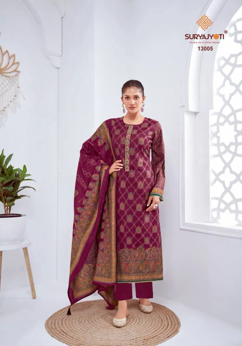 Pushpa Vol 13 By Suryajyoti Modal Printed Dress Material Wholesalers In Delhi