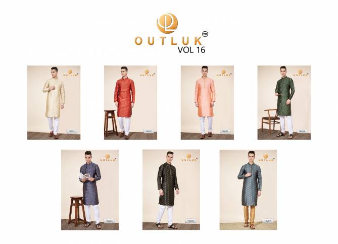 Outluk Wedding Collection Vol 16 Pintex Jaquard Mens Kurta Pajama Manufacturers