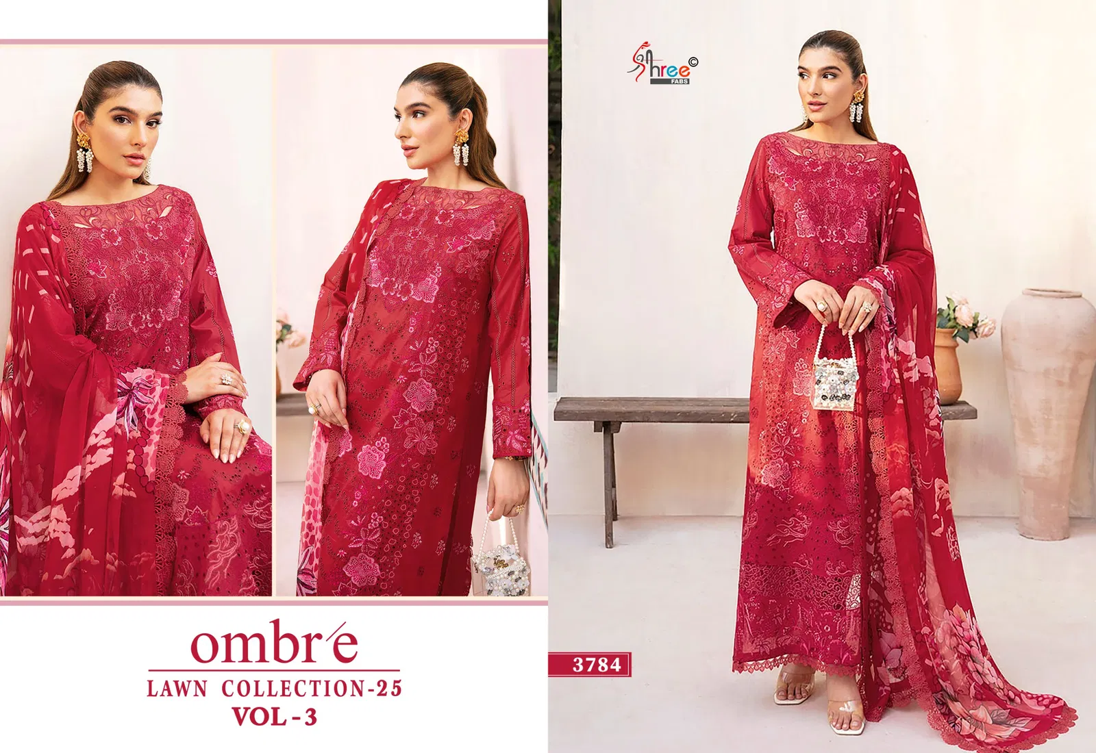 Ombre Lawn Collection 25 Vol 3 by Shree Cotton Dupatta Salwar Suits Suppliers In India