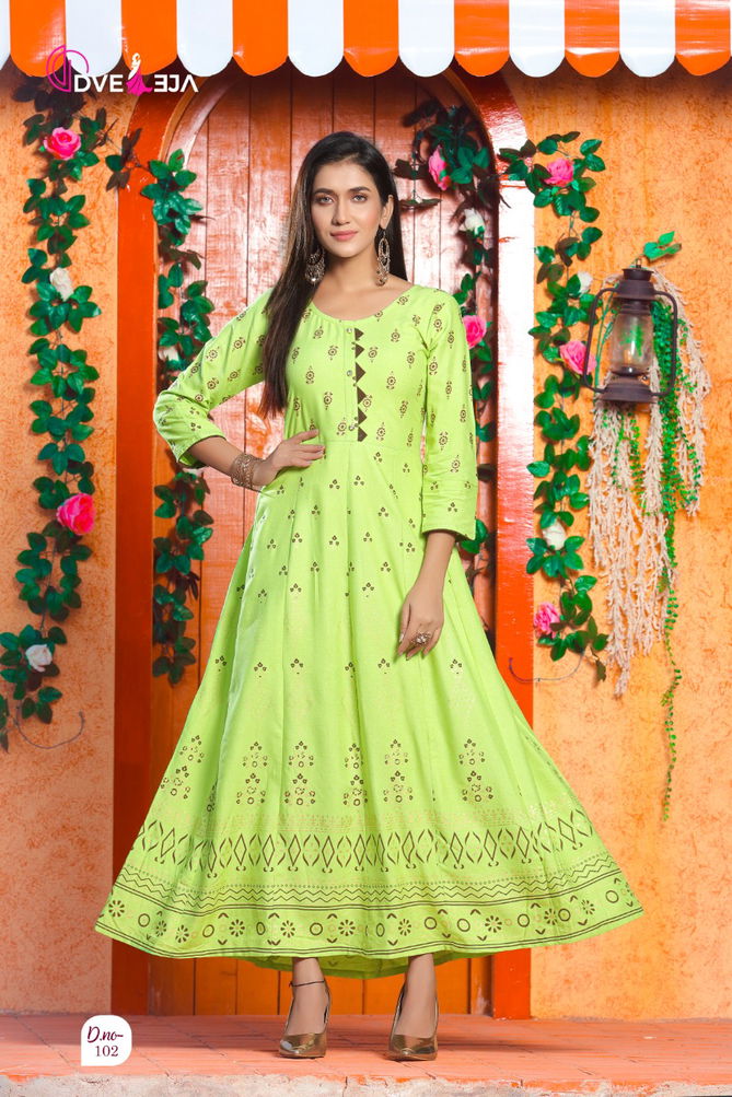 Dveeja Shagun New Designer Ethnic Wear Rayon Long Anarkali Kurti Collection