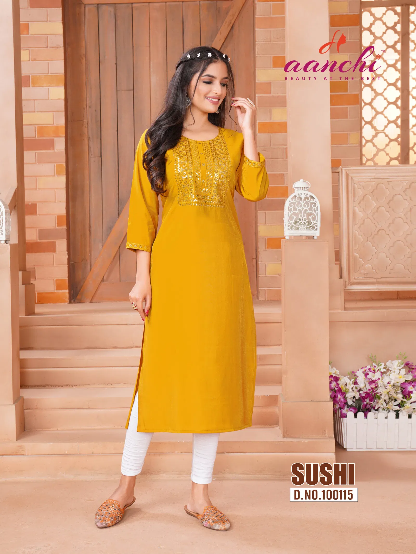 Sushi By Aanchi Shimmer Embroidered Kurtis Suppliers In India