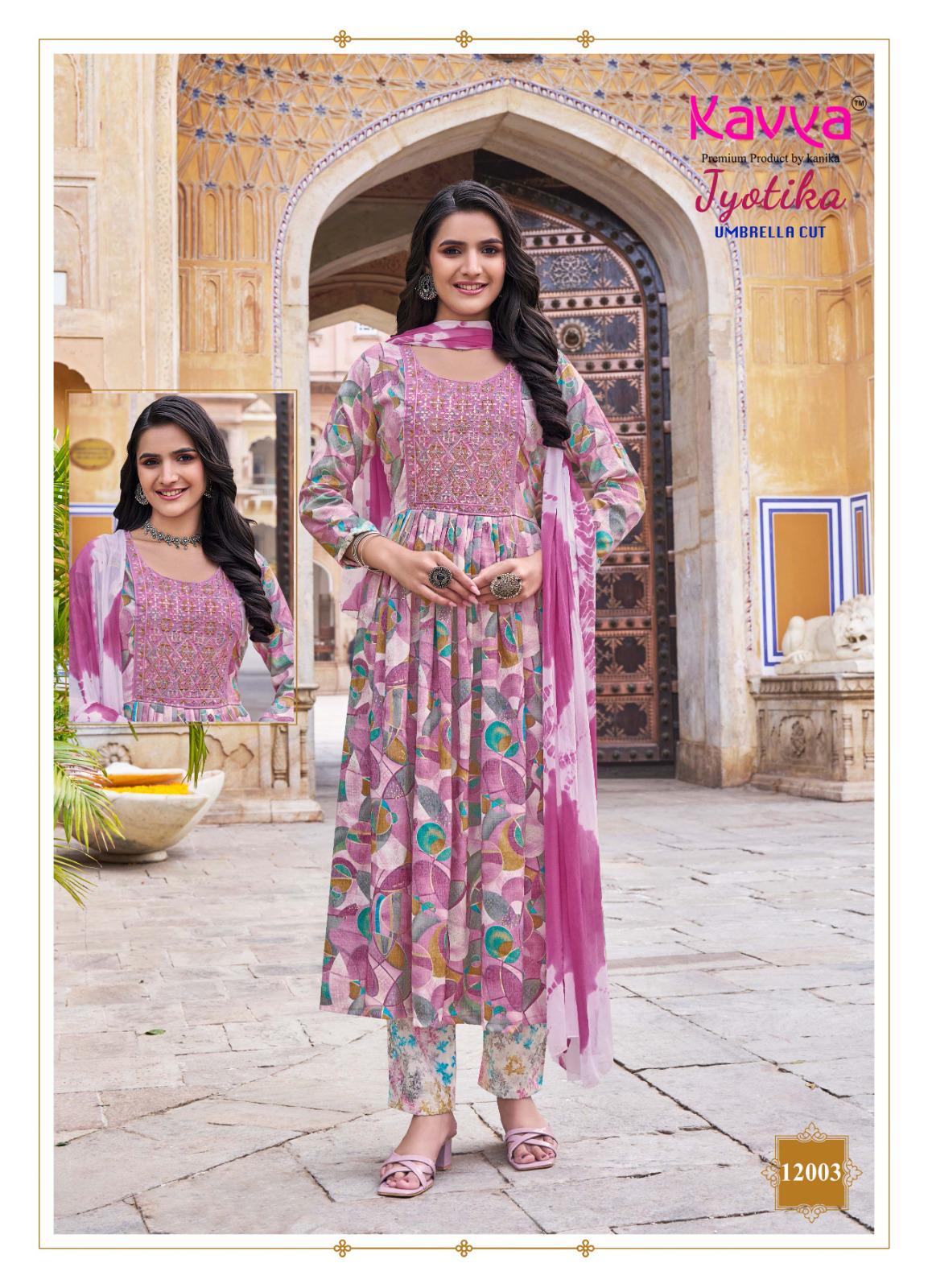 Jyotika Vol 12 By Kavya Foil Printed Kurti With Bottom Dupatta Exporters In India