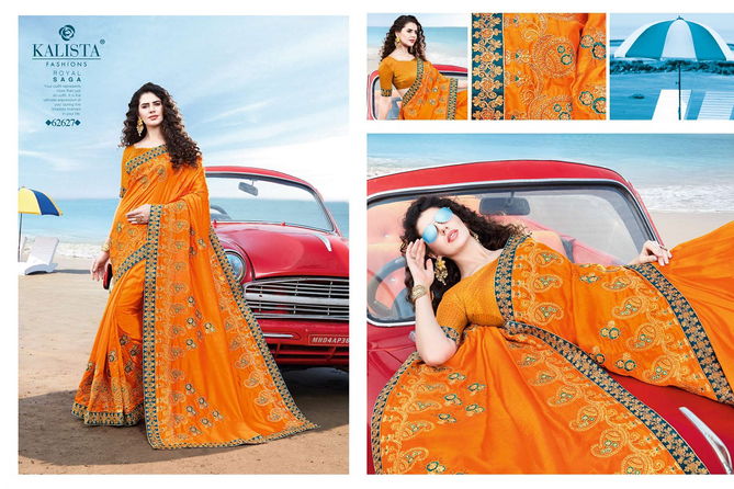 Kalista Meera Latest fancy Designer Festive Wear Heavy vichitra silk Embroidery Worked Sarees Collection