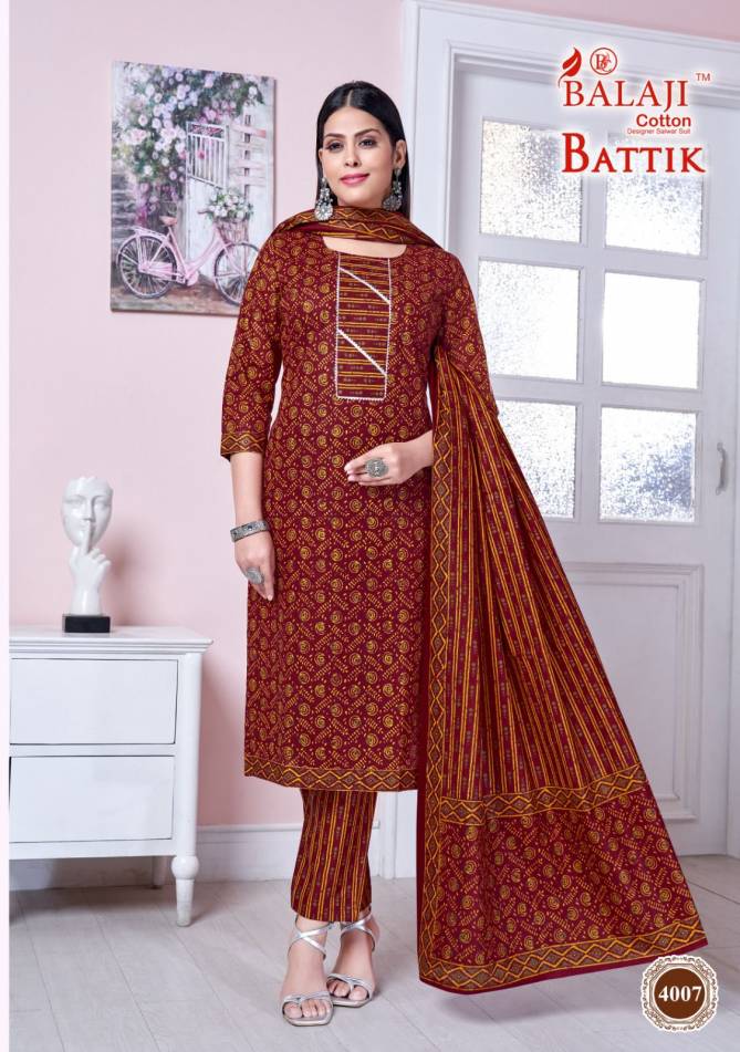 Balaji Battik Cotton Art Work Vol 4 Dress Material Catalog