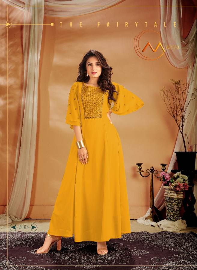 Manya Designer Party Wear Gown With Beautiful Neck And Sleeves Design 
