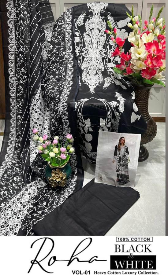 Roha Black And White Vol 1 By Keval Karachi Cotton Pakistani Readymade Suits Wholesale Online