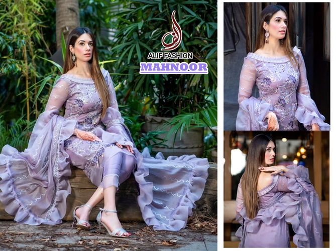 Alif Mahnoor Latest Heavy Festival Wear Designer Embroidery Work Salwar Suit  Collection