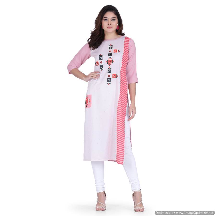 Regular Wear Designer Printed Three Fourth Hand Kurti Collection