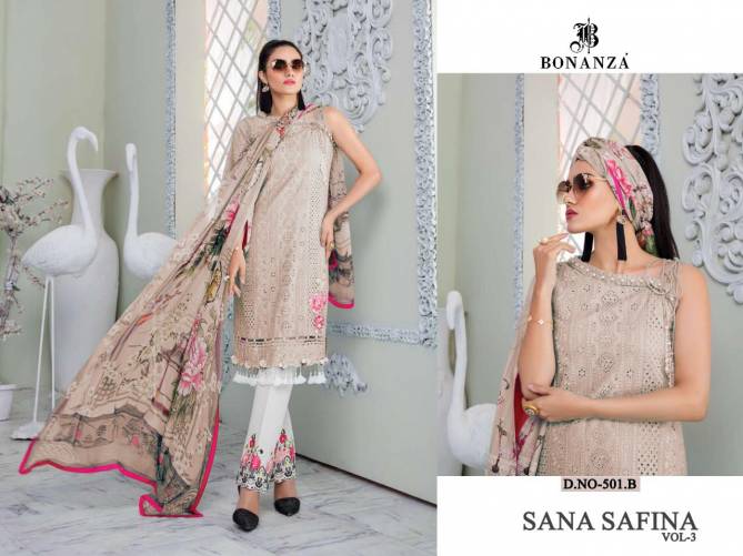 Sana safinaz Vol-3 Lawn Cotton Heavy & Sifli (Chikan Work) with Embroidery Work with Patch Work Pakistani Collections