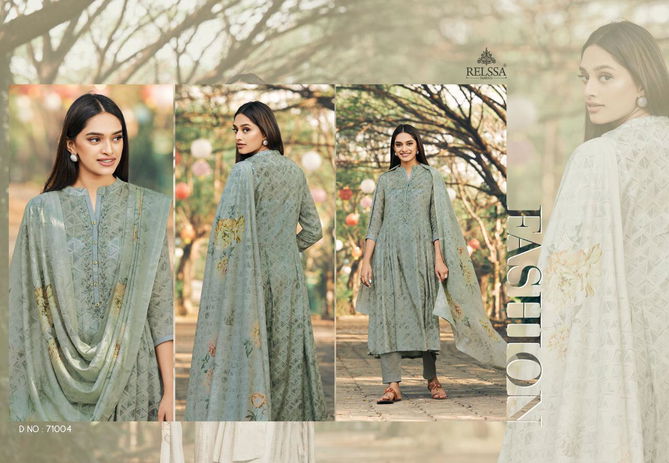 RELSSA VOGUE VOL-2 Designer Festive Wear Pure Maslin Cotton Fancy Embroidery Work With Digital Print top Dupatta And Bottom collection