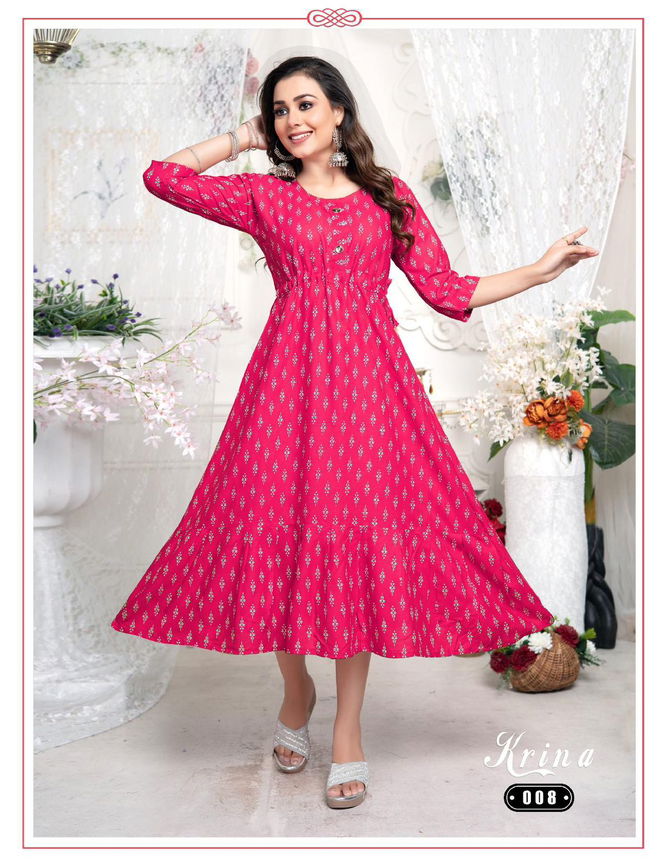 Trendy Krina Vol 1 Rayon Printed Kurtis Catalog
