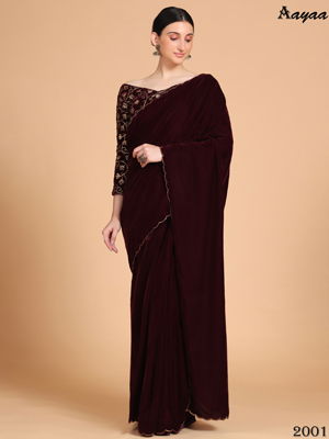 Aayaa Aaradhna 2 New Stylish Party Wear Velvet Heavy Saree Collection