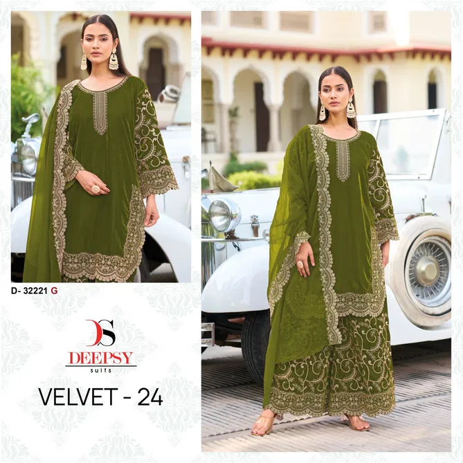 32221 E To H Velvet 24 By Deepsy Suits Velvet Embroidery Pakistani Suits Suppliers In India