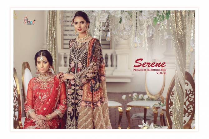 Shree Serene Premium Embroidered 6 Heavy Wedding Wear Georgette With Embroidery And Diamond Work Top With Dupatta Pakistani Salwar Suits Collection 
