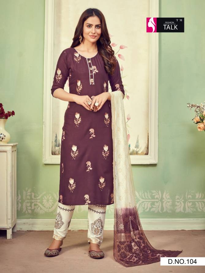 Ft Cherry 1 Latest Fancy Designer Ethnic Wear Rayon Foil Printed  Ready Made Salwar Suit Collection
