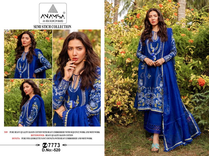 Anamsa 520 Embroidered Rayon Pakistani Suits Wholesale Price In Surat
