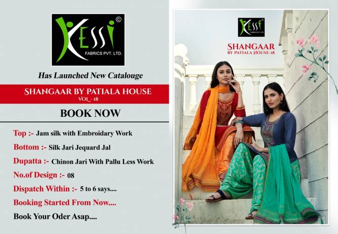 Kessi Shangar By Patiyala House Vol 18 Latest Designer Festival Wear Jam Silk With Embroidery Work Dress Material Collection 