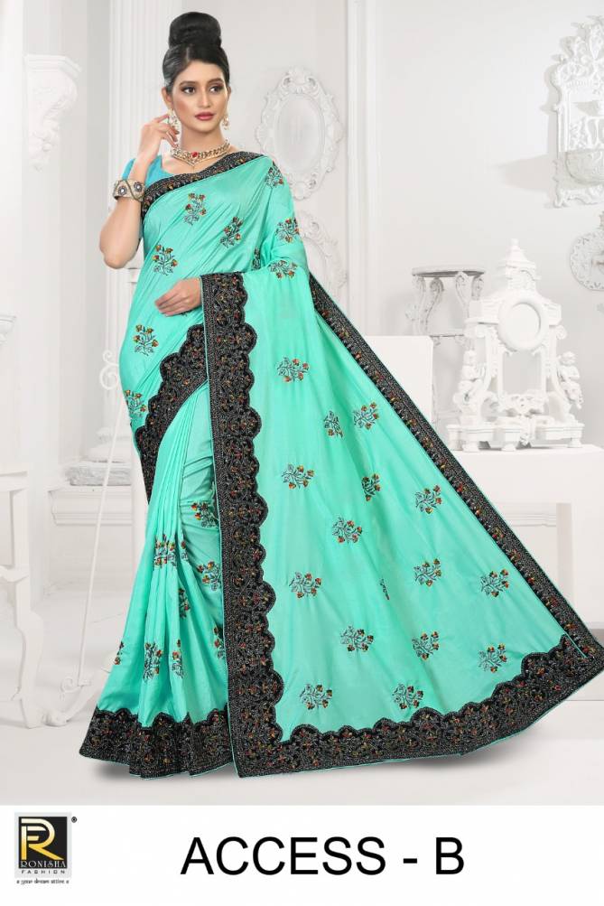 Ronisha Access Embroidery Worked Art Silk Festive Wear Saree Collection
