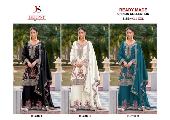 Deepsy D 706 A To C Chinon Pakistani Readymade Suits Exporters In India