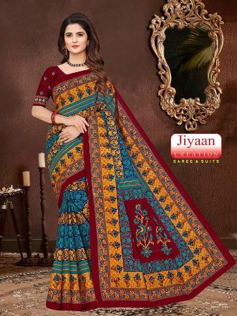 Jiyaan Priyanshi  Cotton Printed Designer Casual Daily Wear Saree Collection