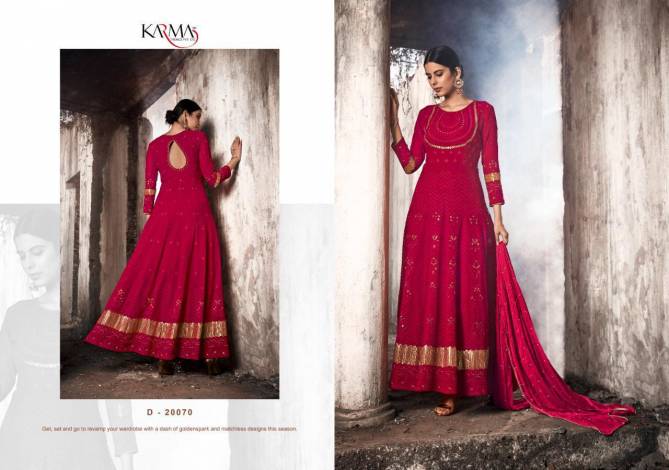 KARMA LATEST DESIGNER FOX GEORGETTE HEAVY EMBROIDERED LAKHNAVI TOP AND NAZNIN DUPATTA WITH STONE WORK COLLECTION