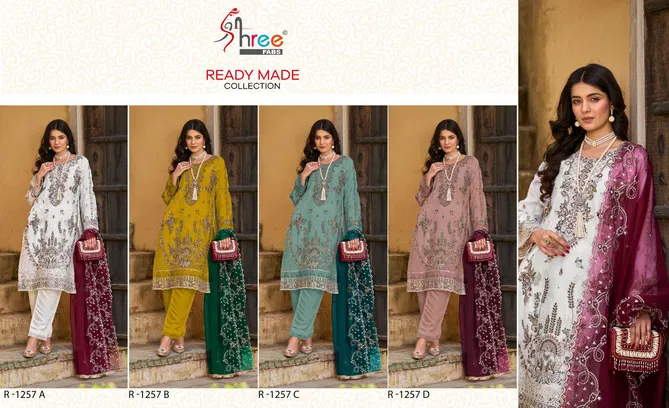 R 1257 By Shree Fabs Organza Readymade Suits Wholesale Online