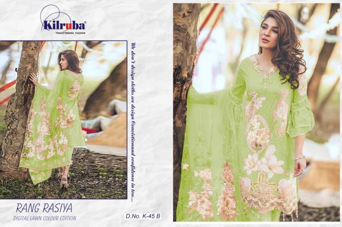 Kilruba Rang Rasiya Latest Fancy Designer Regular Casual Wear Digital Lawn Color Edition Dress Material Collection
