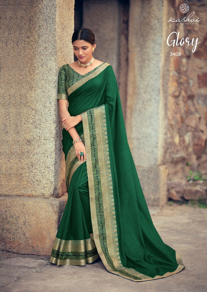 Kashvi Glory Fancy Designer Heavy Festive casual Wear Vichitra Silk Sarees Collection
