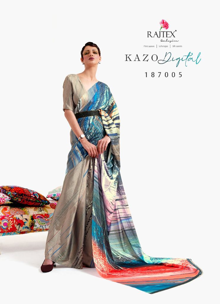 Kazo Digital By Rajtex Japan Satin Crepe Designer Saree Orders In India