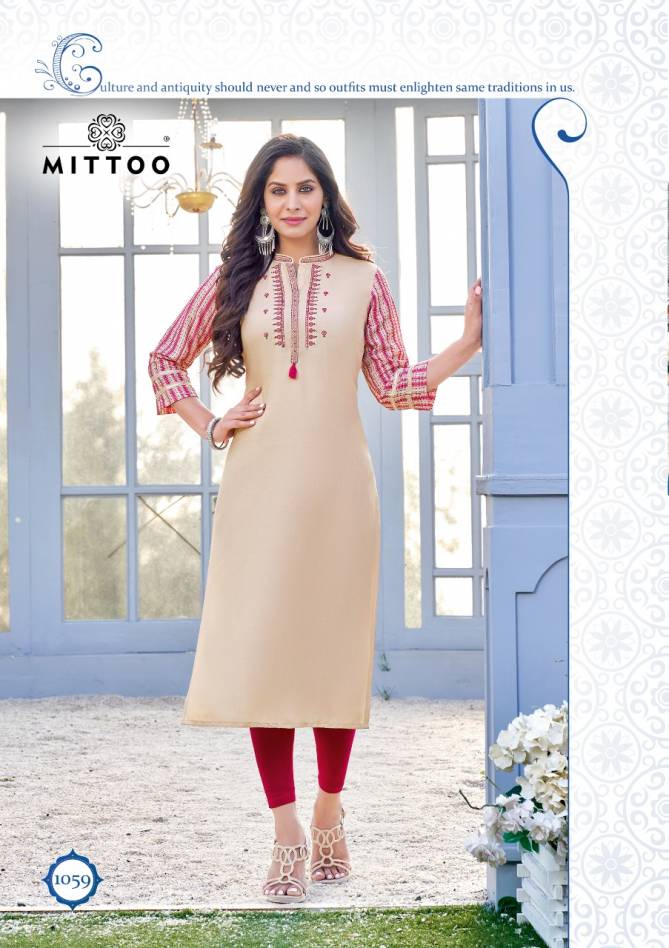 Mittoo Prince Fancy Party Wear Rayon Latest Designer Kurti Collection