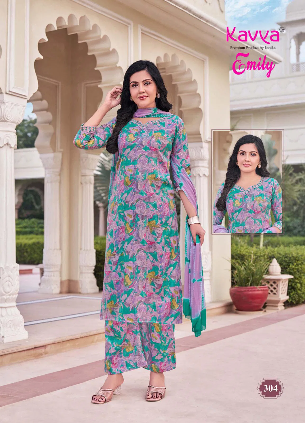 Emily Vol 3 By Kavya Capsule Foil Printed Kurti With Bottom Dupatta Wholesale Online