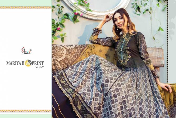 Shree Mariya B Mprint 7 Fancy Festive Wear Pure Cambric Lawn Print With Embroidery Pakistani Salwar Suits Collection