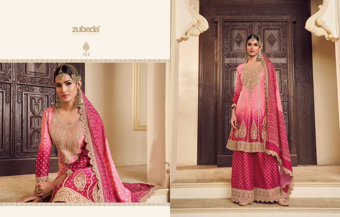 Sakhi By Zubeda Chinon Silk Printed  Readymade Suits Suppliers In India