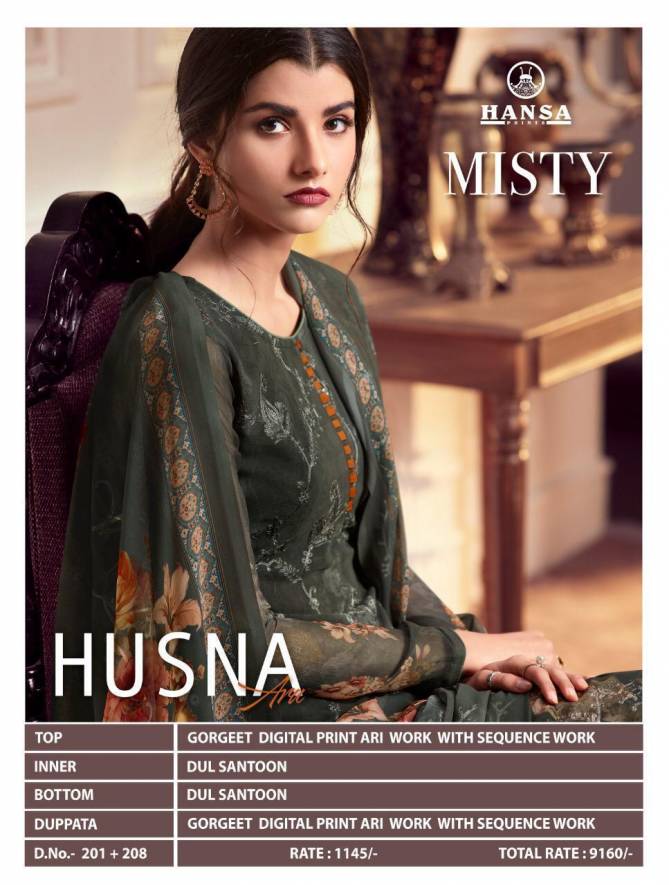 HUSNA Misty Georgette Digital Print with Ari Work and Sequence Work Printed Designer Salwar Suit Collections